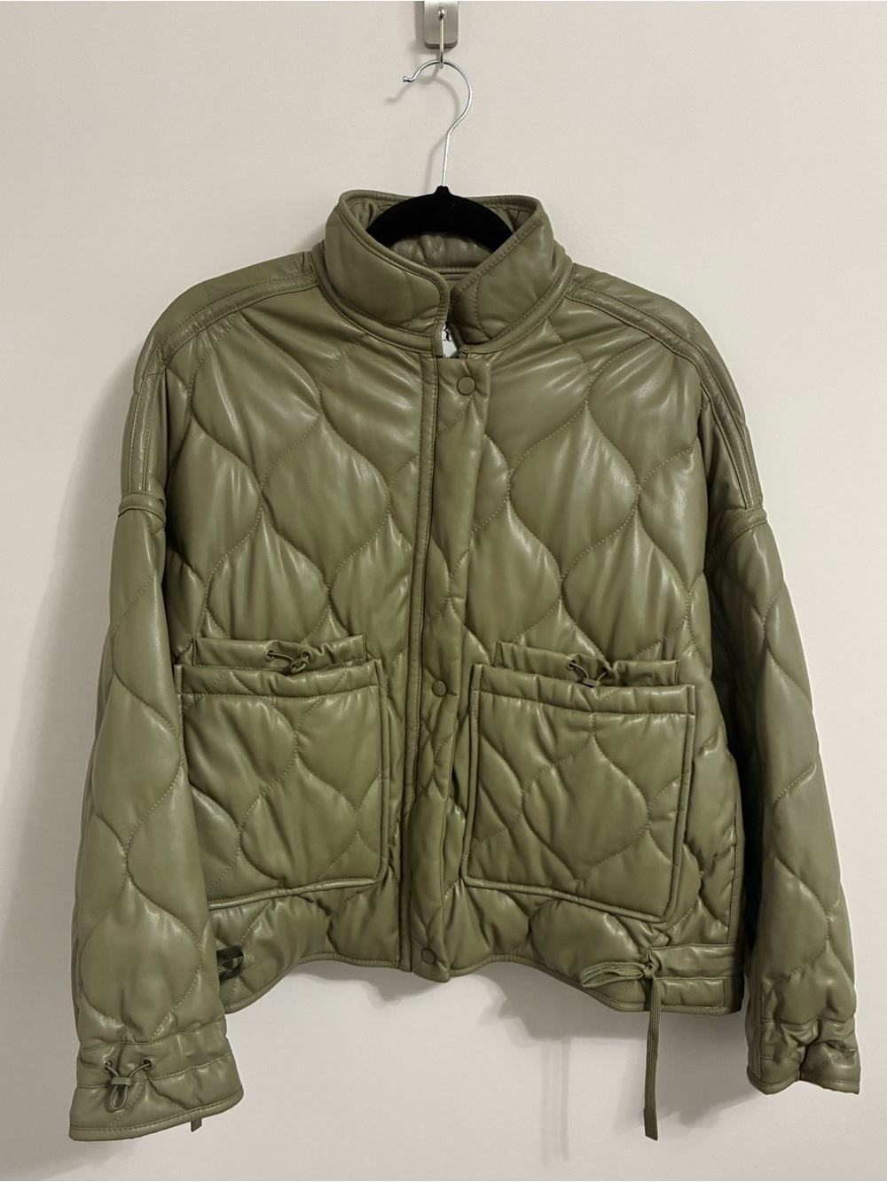Zara Olive Green Quilted Puffer Jacket